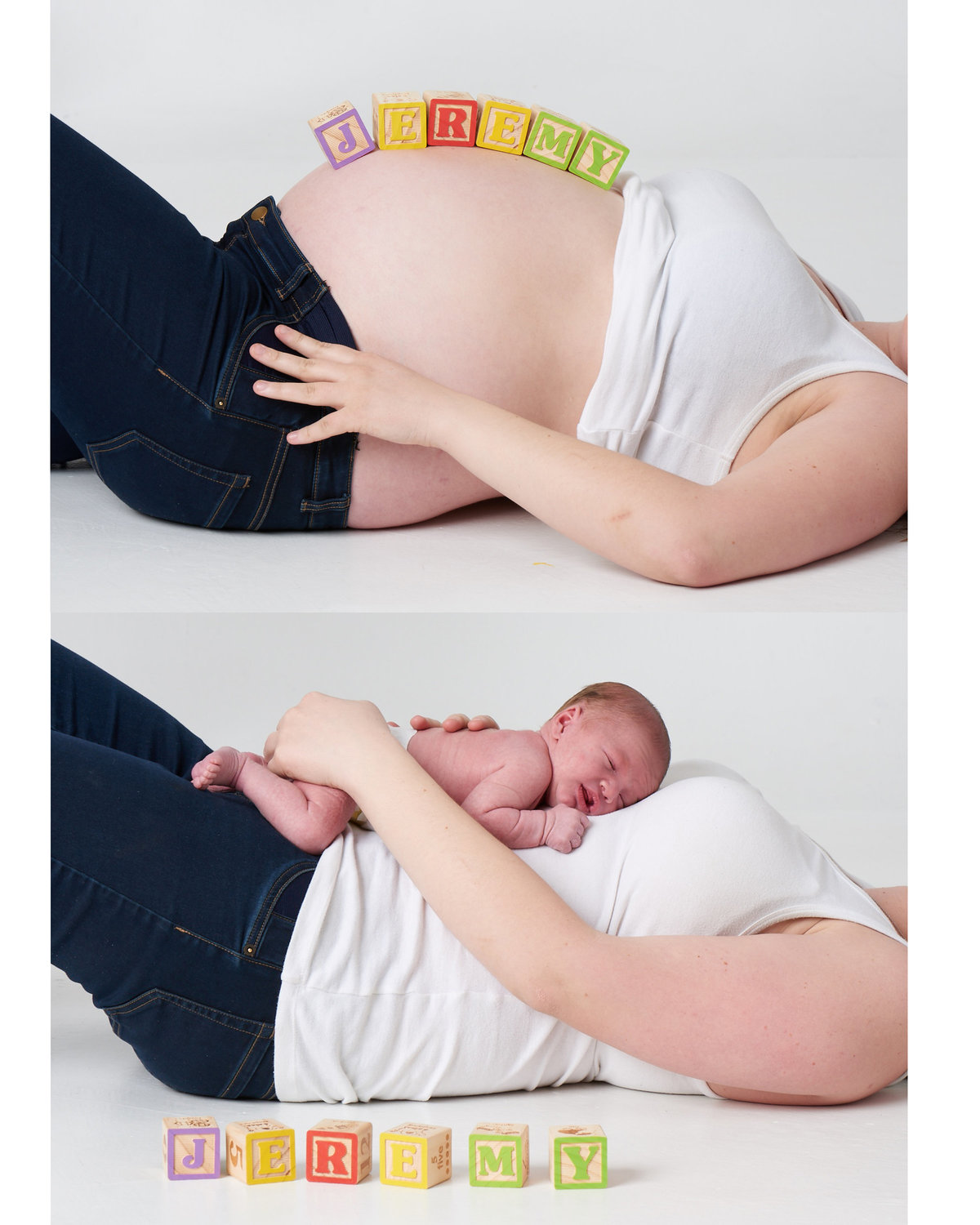 maternity mom before and after baby birth